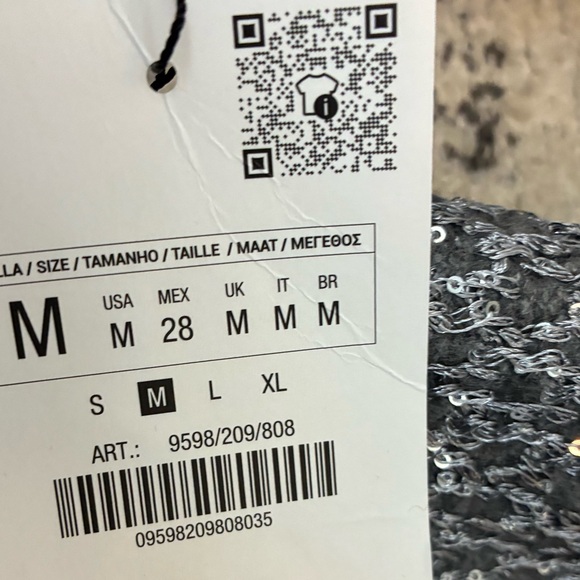 Zara NWT knit top with metallic threads and sequins silver 9598/209 - Picture 7 of 7